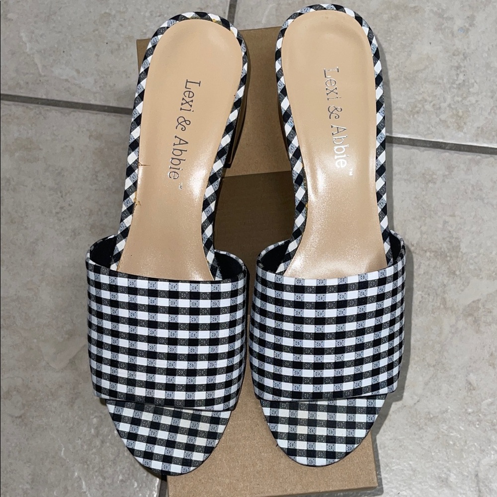 Black and White Checkered Women's Sandals
